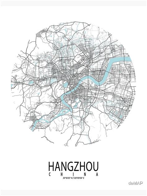 Hangzhou City Map Of Zhejiang China Circle Poster By Demap