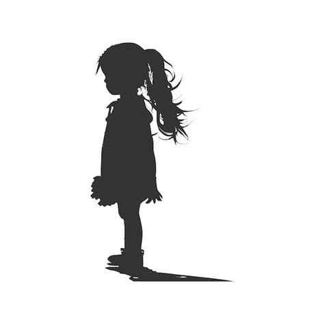 Premium Vector Black Silhouette Of Little Girl On White Background
