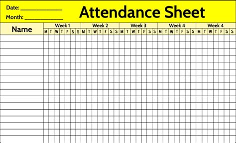 Free Printable Attendance Templates