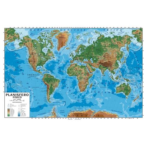 Carta Geografica Murale Planisfero Mondo 100x140 Scolastica Bifacciale
