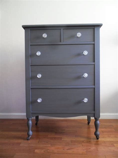 Refurbished furniture paint furniture repurposed furniture furniture projects furniture making unique furniture dresser furniture farmhouse furniture vintage. Vintage Gunmetal Grey Tall Dresser/Chest of by ...