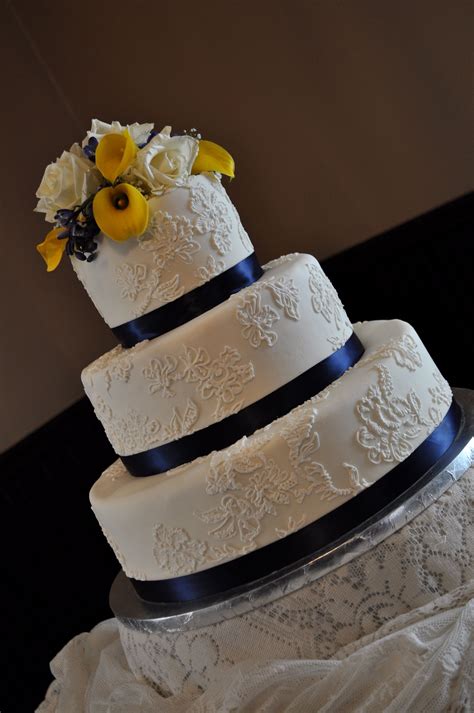 Navy Blue And Yellow Wedding Cake Look These Amazing Wedding And Birthday Cakes Pinterest