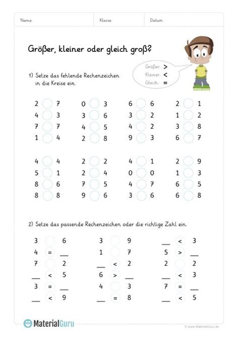 Hier gibt es viele übungsblätter in deutsch und mathematik für die grundschule. Größer & Kleiner (mit Bildern) | Mathe, Grundschule, Mathe ...