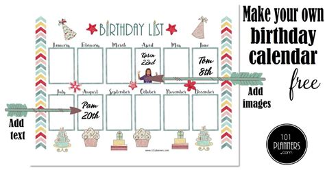 Free Birthday Calendar Printable And Customizable Many Designs