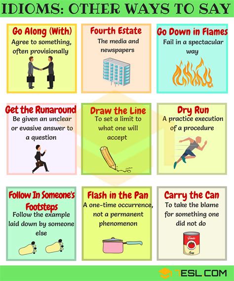 List Of Common English Idioms Other Ways To Say E S L