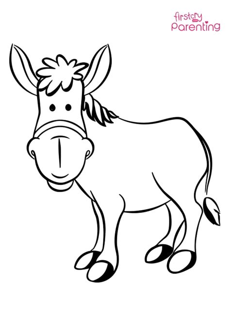 Donkey Outline Coloring Page For Kids Firstcry Parenting