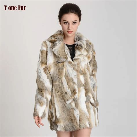 new arrival real rabbit fur coat turn down collar natural genuine rabbit fur long coat free