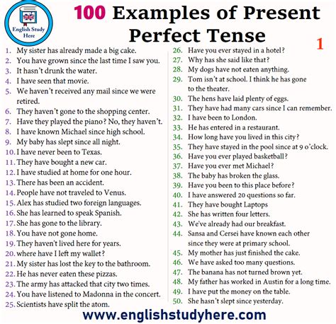 50 Examples Of Present Tense Past Tense And Past Participle English
