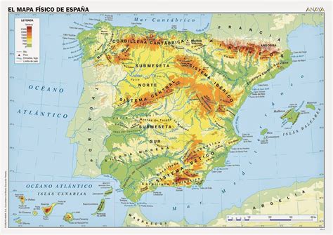Mapa Físico Península Ibérica GeografÍa Recursos Online