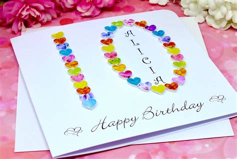 10th Birthday Card Personalised Handmade Birthday Card Age 10 Etsy