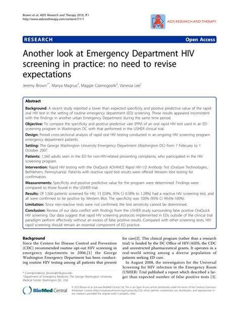 pdf another look at emergency department hiv screening in practice no need to revise expectations