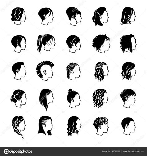 Female Hairstyles Glyph Vector Icons Stock Vector Image By ©naripuru