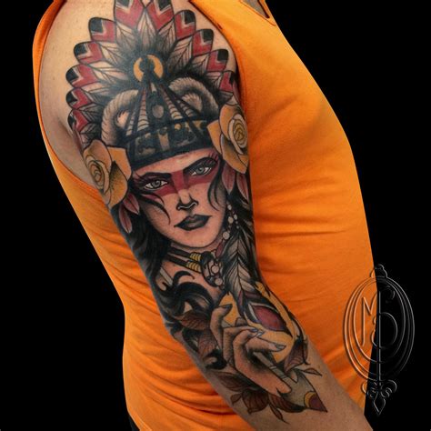 Indigenous Woman India Tattoo Neotraditional By Monique Peres