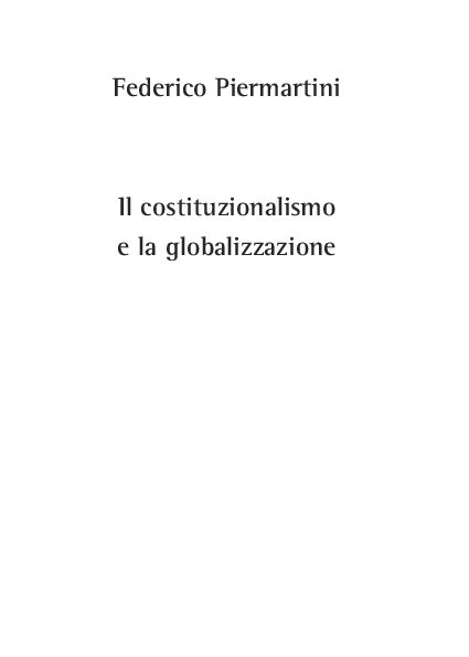 Pdf Il Costituzionalismo E La Globalizzazione Federico Piermartini