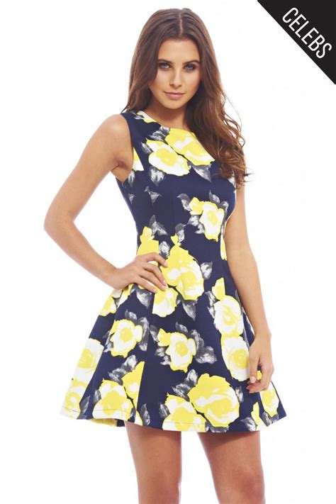 Floral Print Skater Dress Ax Paris