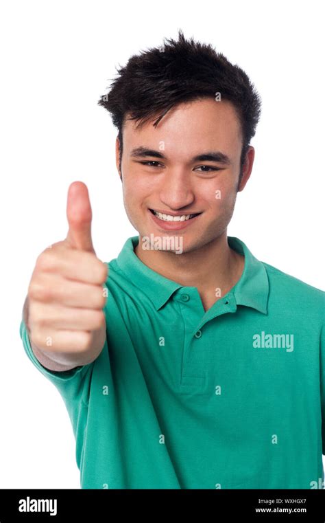 Smart Young Guy Showing Thumbs Up Stock Photo Alamy