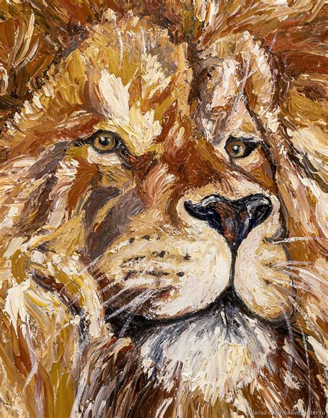 Lion Oil Painting On Canvas Portrait Of An Animal In Oil To Order