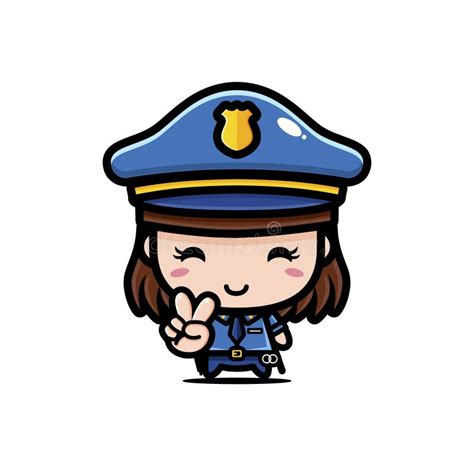 Caricatura De La Policía Mujer Lindo Personaje Con Traje De Policía