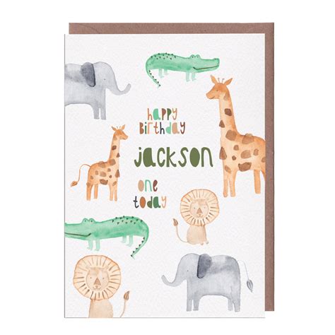Large A5 Safari Animals Birthday Card Yellowstone Art Boutique