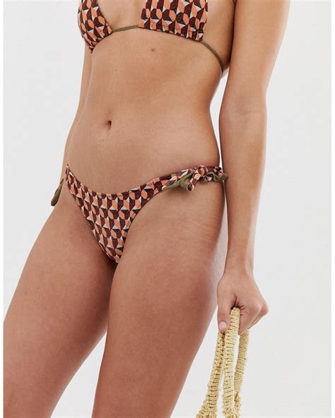Tigerlily Synthetic Nathalie Reversible Bikini Bottom In Gold Metallic