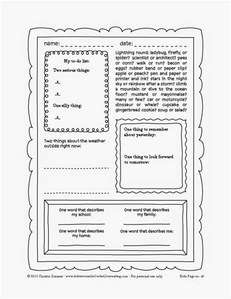 Adventures In Guided Journaling Printable Journal Pages For Kids