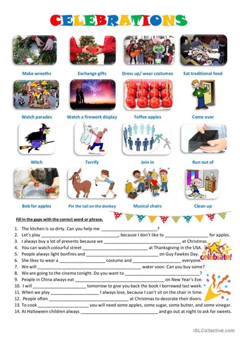 Celebrations Vocabulary Flashcards English Esl Worksheets Pdf And Doc