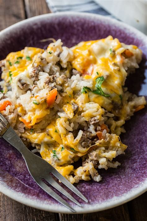 Cheesy Ground Beef and Rice Casserole | Oh Sweet Basil