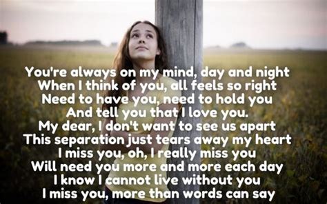 30 Emotional I Miss You Love Poems For Her And Him With Images Love Quotes And Sayings