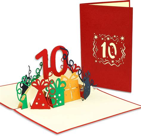 Lin Pop Up Karte Zahl 10 Geburtstagskarte Hochzeitstag Jubiliäum