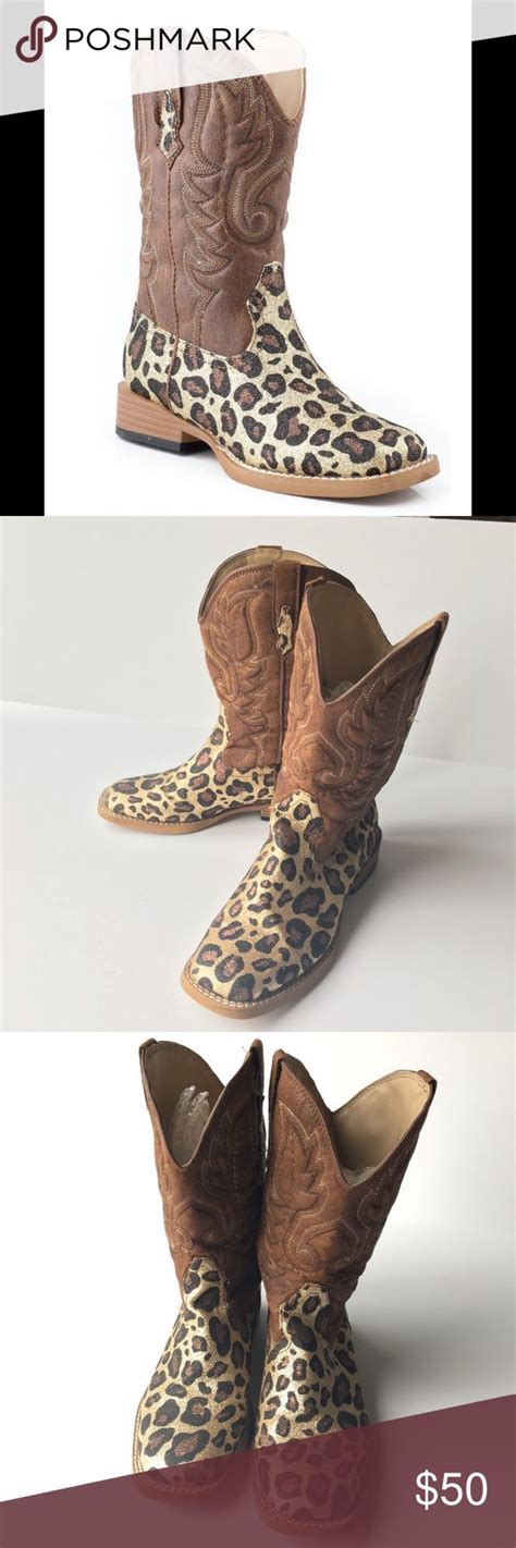 Roper Glittery Brown Leopard Print Cowgirl Boots Cowgirl Boots Brown