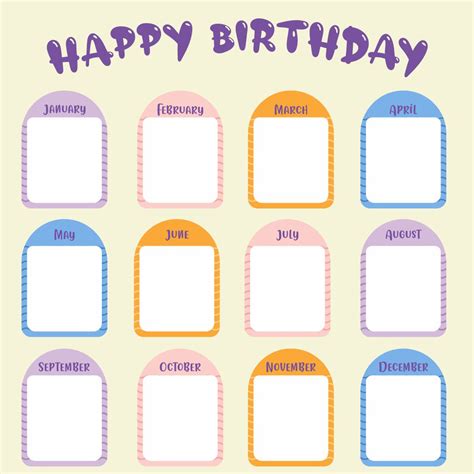 Free Printable Birthday Chart For Preschool High Resolution Printable