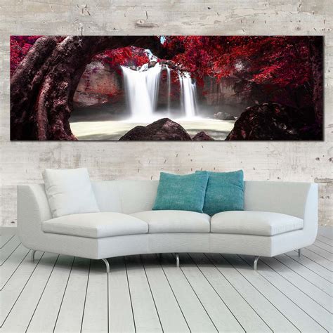 Beautiful Waterfall Canvas Wall Art White Haew Suwat Waterfall Wide C
