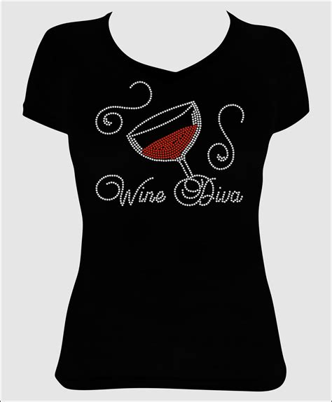 Wine Rhinestone Tshirt Wine Diva Rhinestone T Shirt Wine Etsy