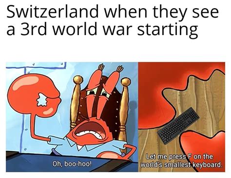 Make a meme make a gif make a chart you just insulted my entire race of people. SWITZERLAND - Meme by StockMarketCrash1929 :) Memedroid