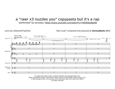 A Rawr X3 Nuzzles You Copypasta But Its A Rap Sheet Music For Piano