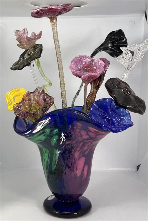 Rainbow Flower Vase Tamborine Glass Blowing