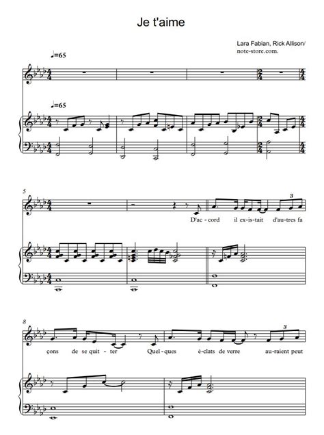 Lara Fabian Je Taime Sheet Music For Piano Pdf Pianoandvocal