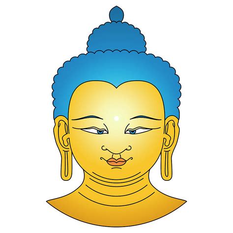 Gold Colored Buddha Head With Blue Hairs Digital Art By Peter Hermes