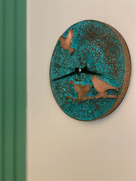 Farmhouse Rustic Wall Clock Copper Wall Clock Patina Art Etsy
