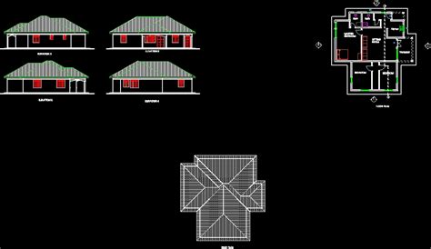 A Three Bedroomed Simple House Dwg Plan For Autocad • Designs Cad