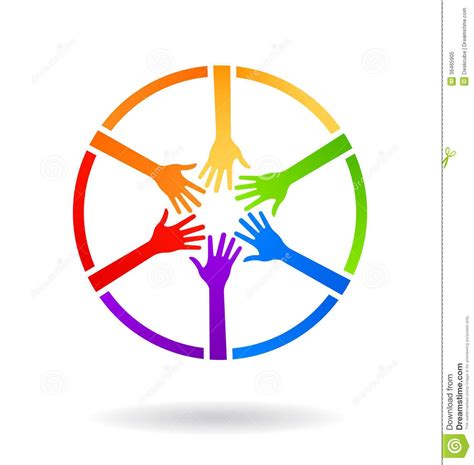 Meeting Circle Hands Hand Logo Circle Logo Design Colorful Logo Design