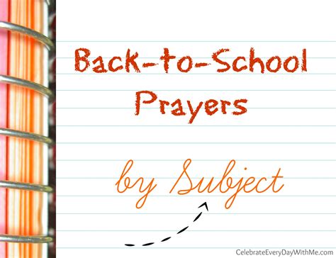 Back To School Prayers By Subject Celebrate Every Day With Me