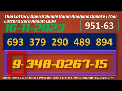 Thai Lottery Open H Single Game Analysis Update Thai Lottery Sure