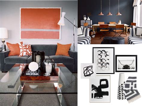 Bring out the gray pick up on a navy blue sofa's gray undertone with a gray rug. Gray sofa, tiger print area rug, Dark gray walls and rust/orange curtains. ...yes or no? | Dark ...