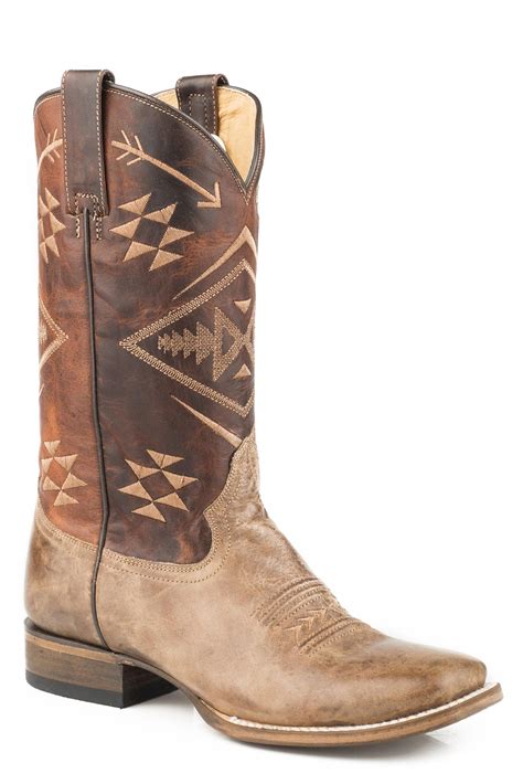 Womens Roper Ruby Aztec Leather Square Toe Cowgirl Boot Renegade Stores