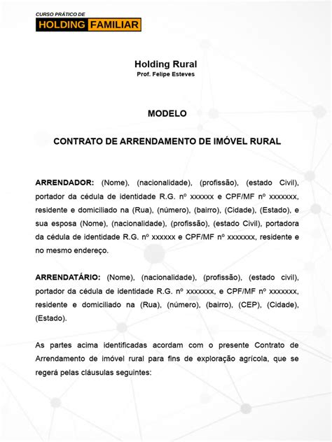 Modelo De Contrato De Arrendamento De Imóvel Rural Pdf Leasing