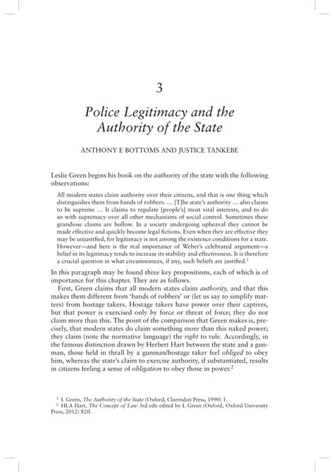 Pdf Police Legitimacy And The Authority Of The State