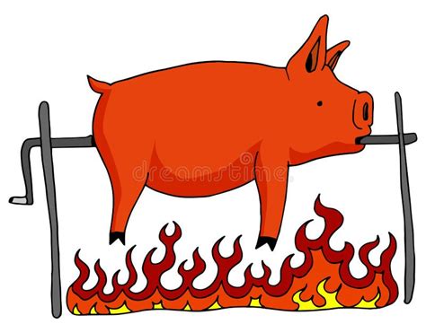 Roasted Pig On A Spit Stock Vector Illustration Of Whole 67294570