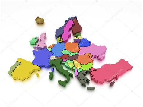 3d Rendering Of A Map Of Europe In Bright Colors — Stock Photo © Kovacs