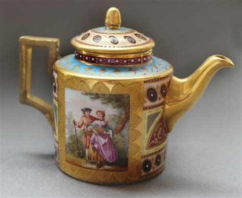Antique Royal Vienna Porcelain Teapot Hand Painted Heavy Gold Etsy